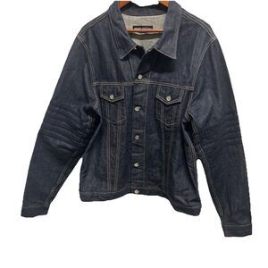 Grungy Gentleman Jacket Mens XXL Denim Trucker Made in USA Selvedge Stripe Blue